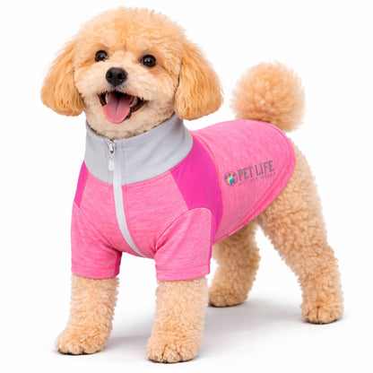 Pet Life ® Active 'Chewitt Wagassy' 4-Way-Stretch Yoga Fitness Long-Sleeve Dog T-Shirt