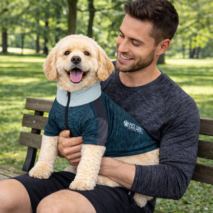 Pet Life ® Active 'Chewitt Wagassy' 4-Way-Stretch Yoga Fitness Long-Sleeve Dog T-Shirt