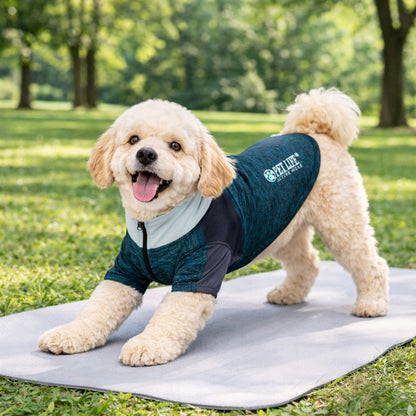 Pet Life ® Active 'Chewitt Wagassy' 4-Way-Stretch Yoga Fitness Long-Sleeve Dog T-Shirt