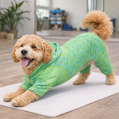 Pet Life ® Active 'Downward Dog' 4-Way-Stretch Fitness Yoga Dog Tracksuit Hoodie