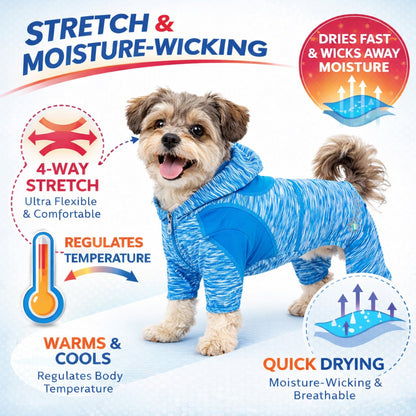 Pet Life ® Active 'Downward Dog' 4-Way-Stretch Fitness Yoga Dog Tracksuit Hoodie
