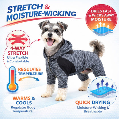Pet Life ® Active 'Downward Dog' 4-Way-Stretch Fitness Yoga Dog Tracksuit Hoodie
