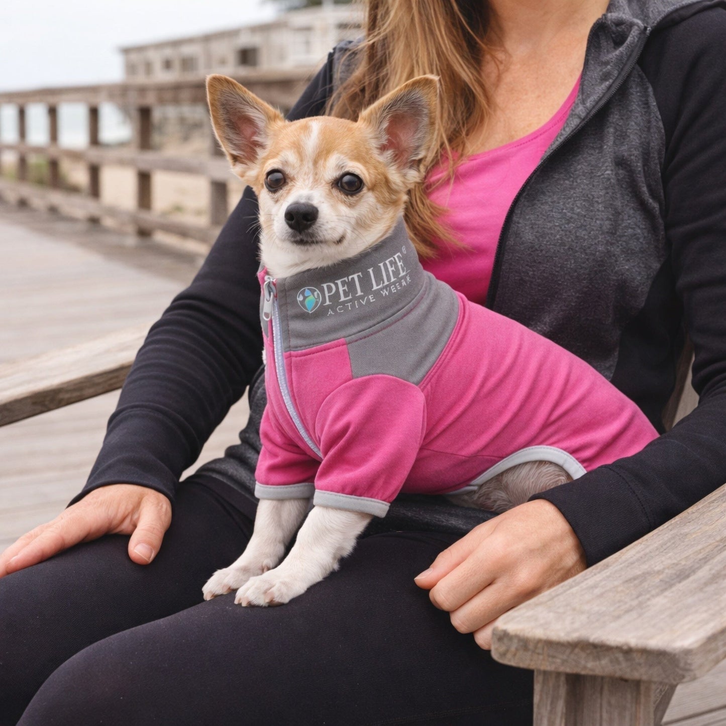 Pet Life ®  Active 'Embarker' 4-Way Stretch Fitness Yoga Full Body Dog Tracksuit