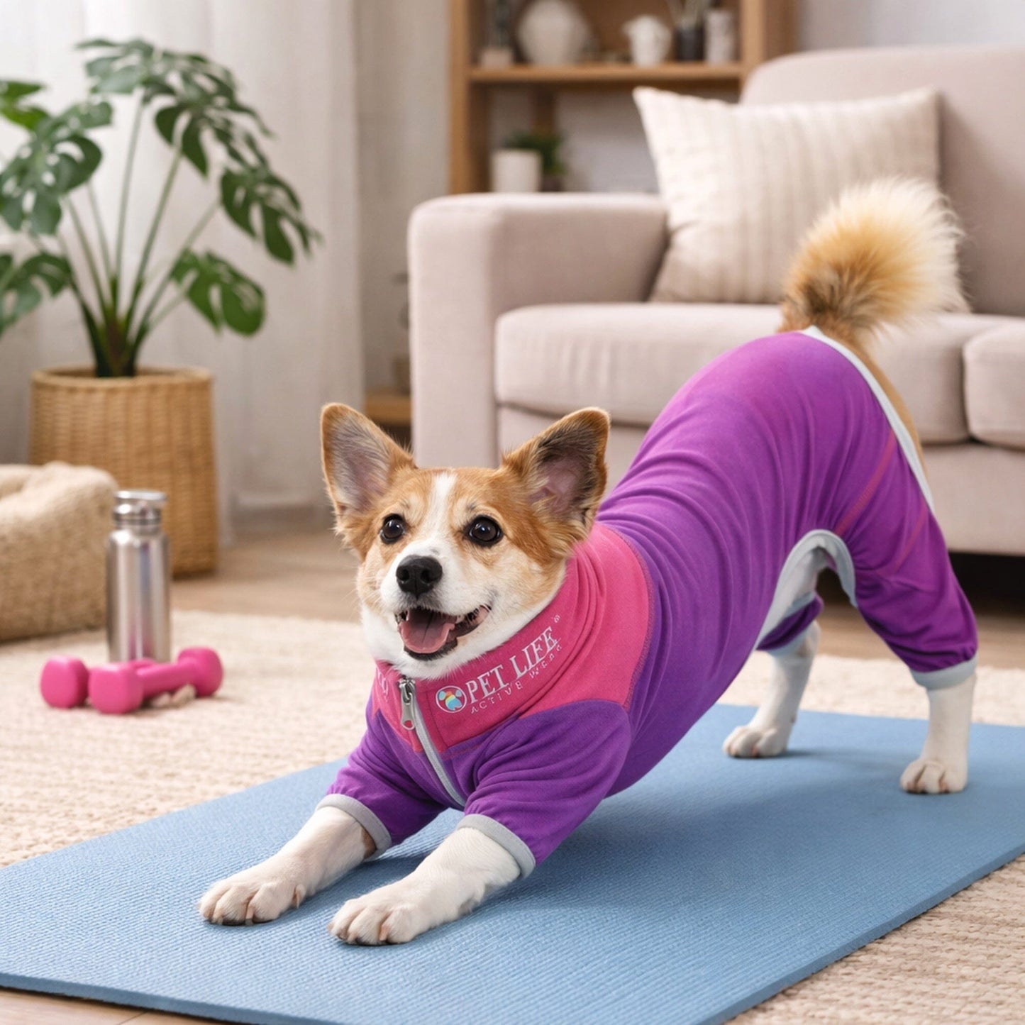 Pet Life ®  Active 'Embarker' 4-Way Stretch Fitness Yoga Full Body Dog Tracksuit