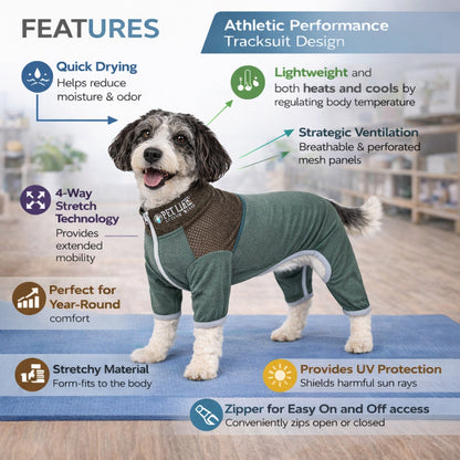 Pet Life ®  Active 'Embarker' 4-Way Stretch Fitness Yoga Full Body Dog Tracksuit