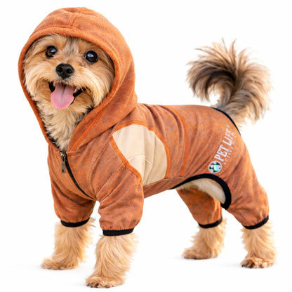 Pet Life ®  Active 'Fur-Breeze' Medium-weight 4-Way-Stretch Full Body Hooded Dog Yoga sweater