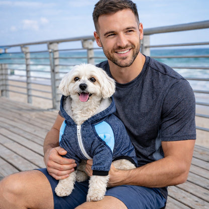 Pet Life ®  Active 'Fur-Breeze' Medium-weight 4-Way-Stretch Full Body Hooded Dog Yoga sweater
