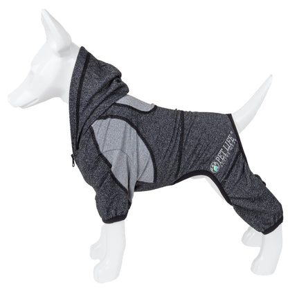 Pet Life ®  Active 'Fur-Breeze' Medium-weight 4-Way-Stretch Full Body Hooded Dog Yoga sweater