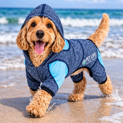Pet Life ®  Active 'Fur-Breeze' Medium-weight 4-Way-Stretch Full Body Hooded Dog Yoga sweater