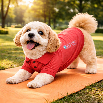 Pet Life ® Active 'Fur-Flex' Stretch and Quick-Dry Anti-Odor Fitness Yoga Dog Polo T-Shirt