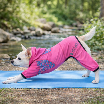 Pet Life ® Active 'Pawsterity' Mediumweight 4-Way-Stretch Yoga Fitness Dog Tracksuit Hoodie