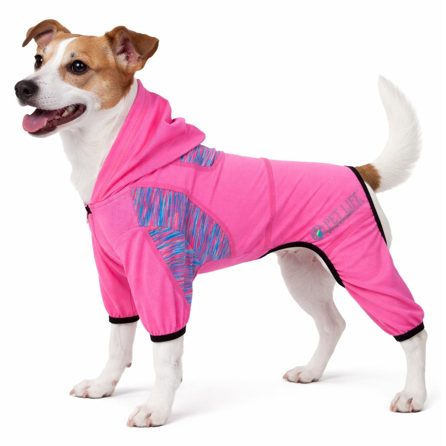 Pet Life ® Active 'Pawsterity' Mediumweight 4-Way-Stretch Yoga Fitness Dog Tracksuit Hoodie
