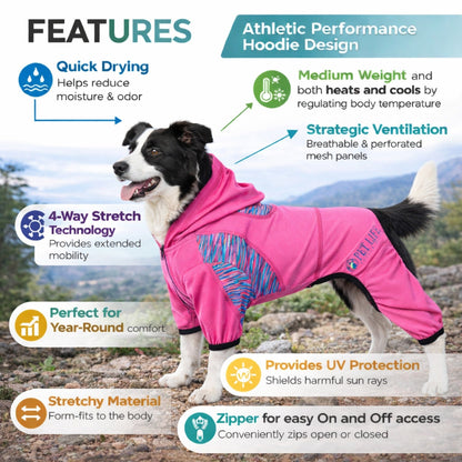 Pet Life ® Active 'Pawsterity' Mediumweight 4-Way-Stretch Yoga Fitness Dog Tracksuit Hoodie