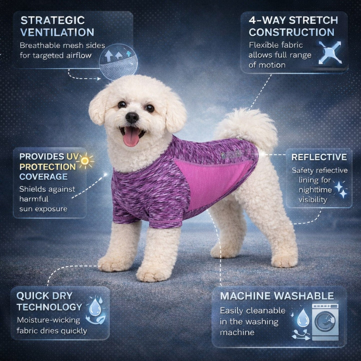 Pet Life ® Active 'Warf Speed' Heathered Ultra-Stretch Yoga Fitness Dog T-Shirt
