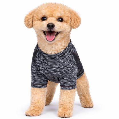 Pet Life ® Active 'Warf Speed' Heathered Ultra-Stretch Yoga Fitness Dog T-Shirt