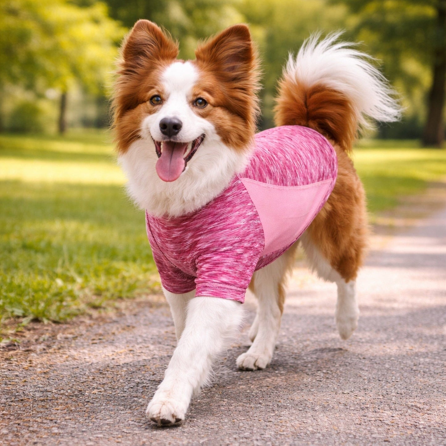Pet Life ® Active 'Warf Speed' Heathered Ultra-Stretch Yoga Fitness Dog T-Shirt