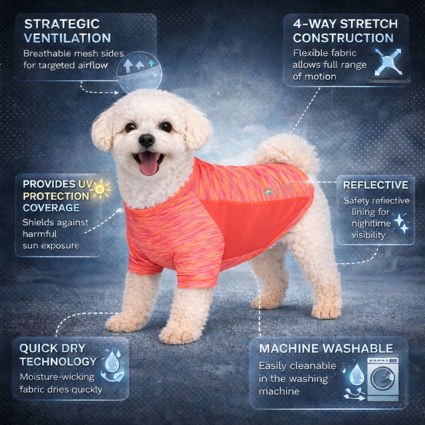 Pet Life ® Active 'Warf Speed' Heathered Ultra-Stretch Yoga Fitness Dog T-Shirt