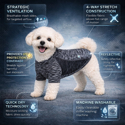 Pet Life ® Active 'Warf Speed' Heathered Ultra-Stretch Yoga Fitness Dog T-Shirt