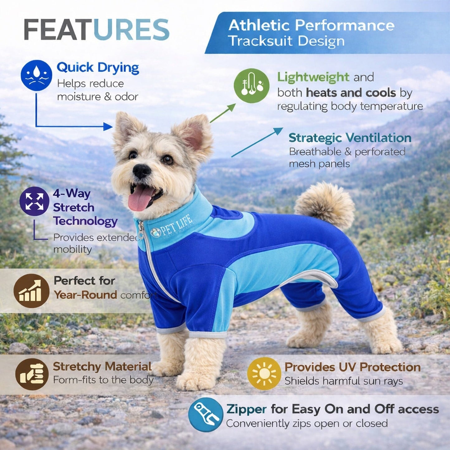 Pet Life ® Active 'Warm-Pup' Stretchy and Quick-Drying Fitness Dog Yoga Warm-Up Tracksuit
