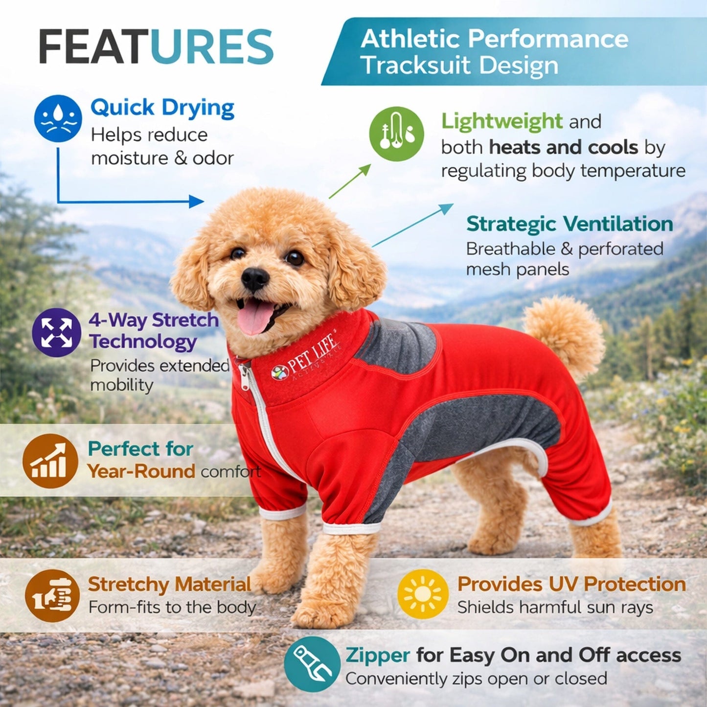 Pet Life ® Active 'Warm-Pup' Stretchy and Quick-Drying Fitness Dog Yoga Warm-Up Tracksuit
