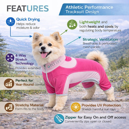 Pet Life ® Active 'Warm-Pup' Stretchy and Quick-Drying Fitness Dog Yoga Warm-Up Tracksuit