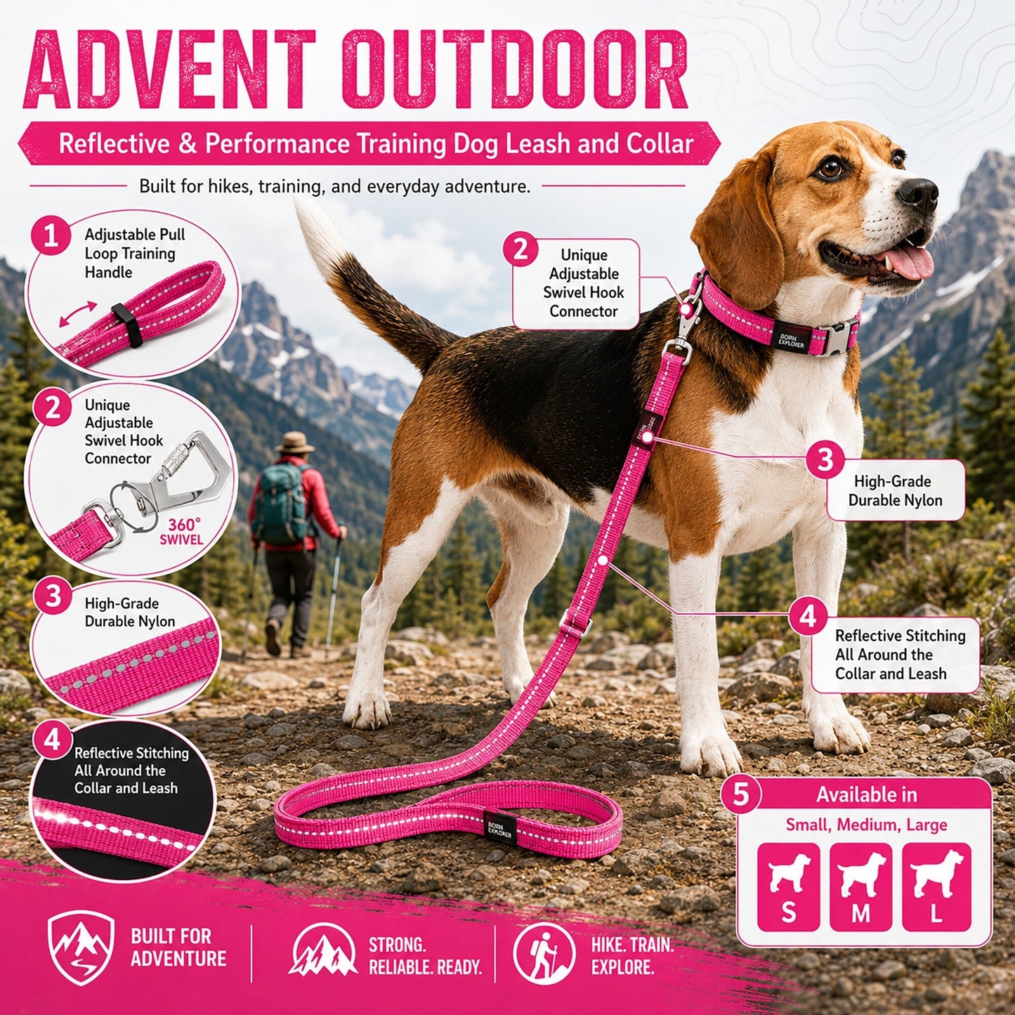 Pet Life ® 'Advent' Outdoor Series 3M Reflective 2-in-1 Durable Martingale Training Dog Leash and Collar
