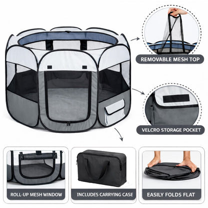 Pet Life ® 'All-Terrain' Lightweight Easy Folding Wire-Framed Collapsible Travel Pet Dog Playpen crate