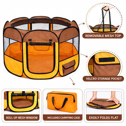 Pet Life ® 'All-Terrain' Lightweight Easy Folding Wire-Framed Collapsible Travel Pet Dog Playpen crate