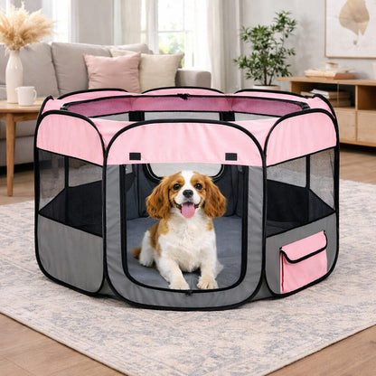 Pet Life ® 'All-Terrain' Lightweight Easy Folding Wire-Framed Collapsible Travel Pet Dog Playpen crate