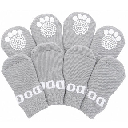 Pet Life ® Anti-Slip Rubberized Gripped Breathable Stretch Pet Dog Socks - Set of 4