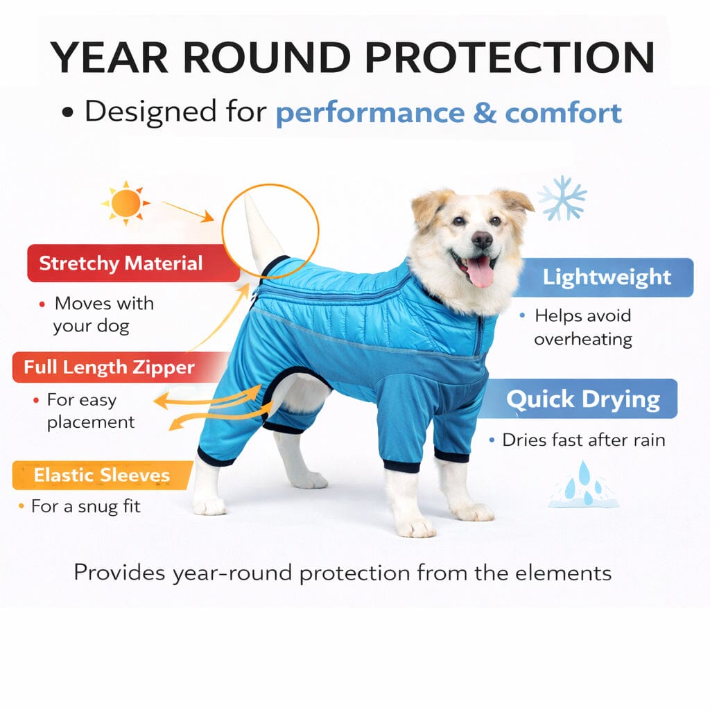 Pet Life ® 'Aura-Vent' Lightweight 4-Season Stretch and Quick-Dry Full Body Dog Jacket