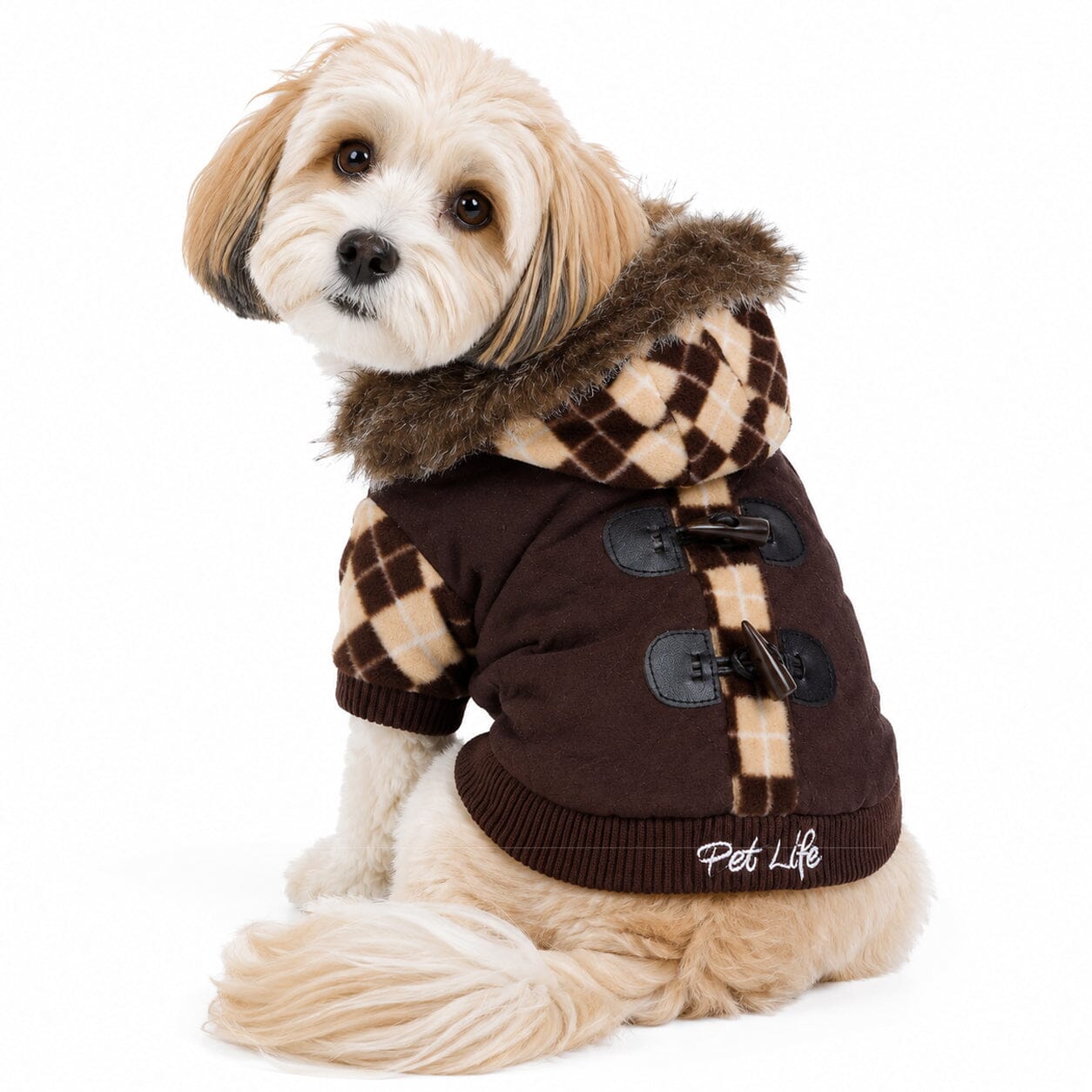 Pet Life ® 'Aygyle Style' 3M Insulated Designer Patterned Suede Dog Coat w/ Removable Hood