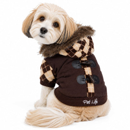 Pet Life ® 'Aygyle Style' 3M Insulated Designer Patterned Suede Dog Coat w/ Removable Hood
