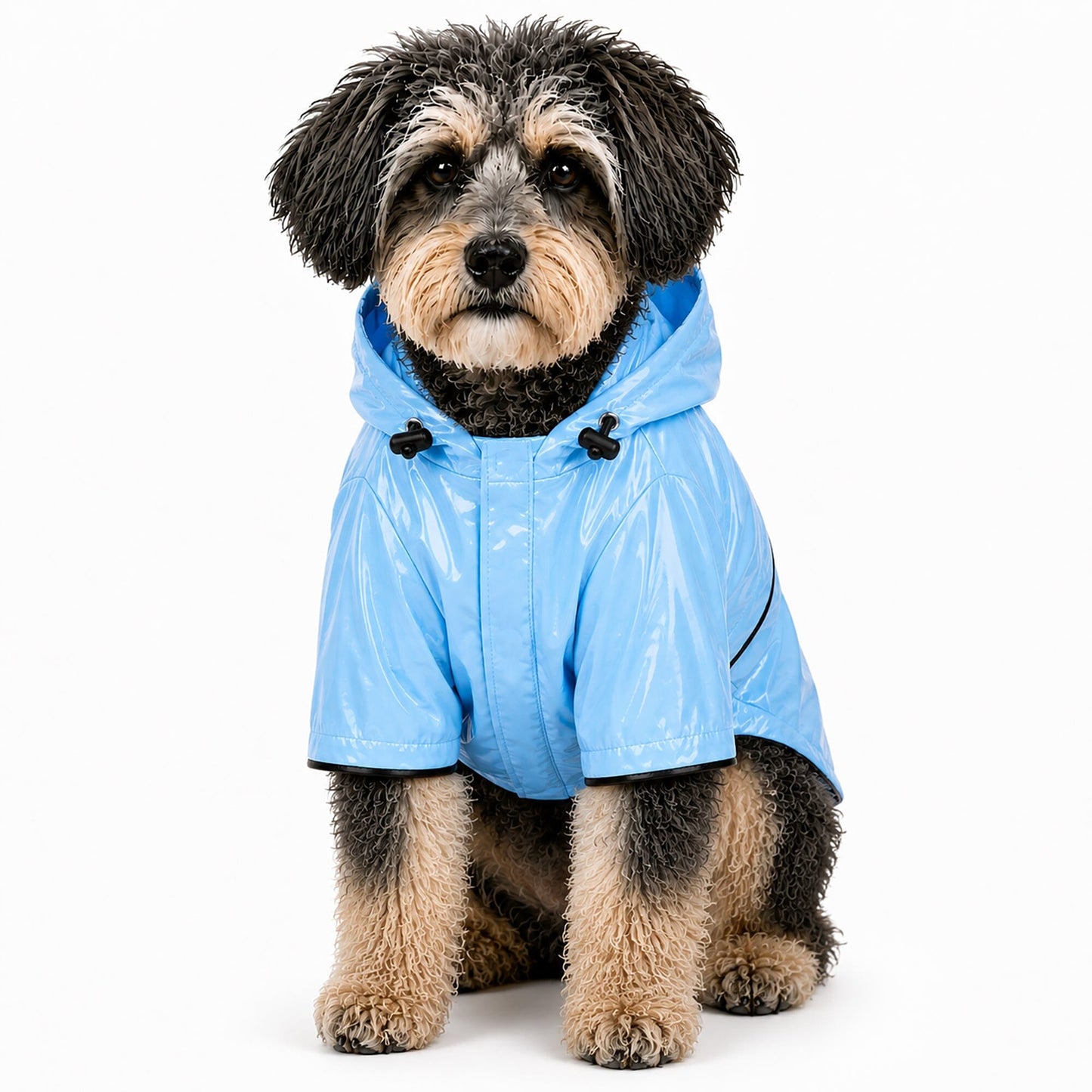 Pet Life ® 'Baby Blue' Waterproof Adjustable Dog Raincoat Jacket w/ Removable Hood