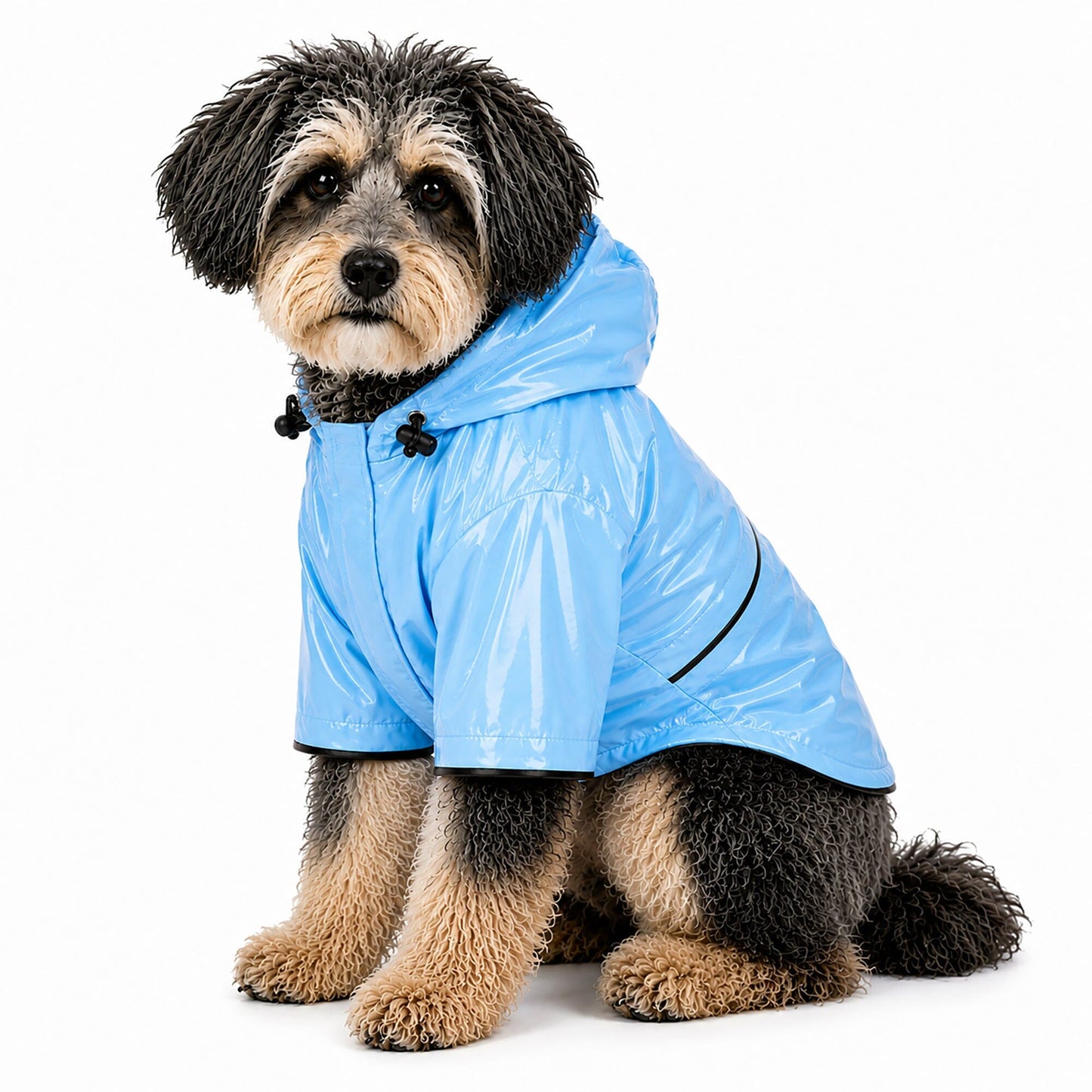 Pet Life ® 'Baby Blue' Waterproof Adjustable Dog Raincoat Jacket w/ Removable Hood