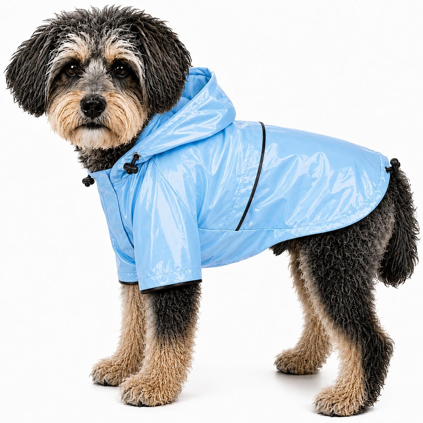 Pet Life ® 'Baby Blue' Waterproof Adjustable Dog Raincoat Jacket w/ Removable Hood