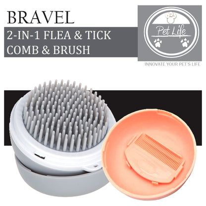 Pet Life ® 'Bravel' 3-in-1 Travel Pocketed Dual Grooming Brush and Pet Comb