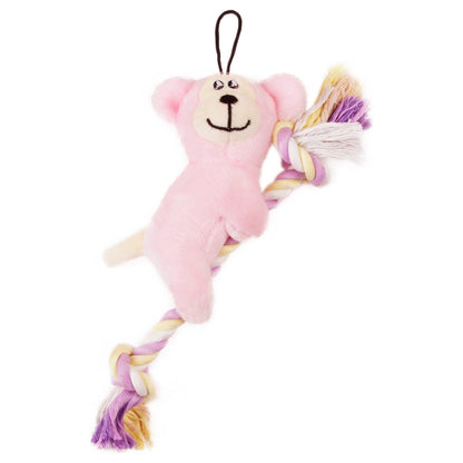 Pet Life ® 'Broom-Lick' Plush and Jute Rope Squeaking Newborn Cat and Dog Toy