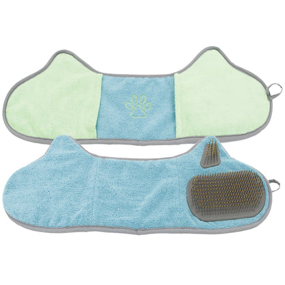 Pet Life ® 'Bryer' 2-in-1 Hand-Inserted Microfiber Pet Grooming Towel and Brush