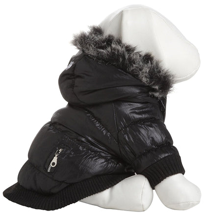 Pet Life ® Classic Metallic Fashion 3M Insulated Dog Coat Parka  w/ Removable Hood