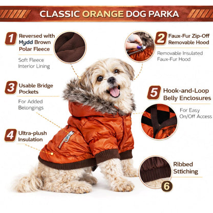 Pet Life ® Classic Metallic Fashion 3M Insulated Dog Coat Parka  w/ Removable Hood