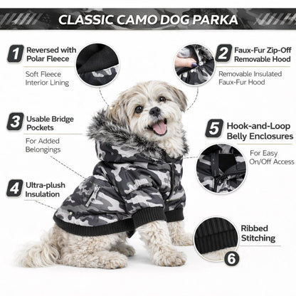 Pet Life ® Classic Metallic Fashion 3M Insulated Dog Coat Parka  w/ Removable Hood