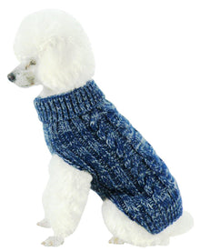 Pet Life ® Classical 'True Blue' Heavy Cable Knitted Ribbed Fashion Dog Sweater