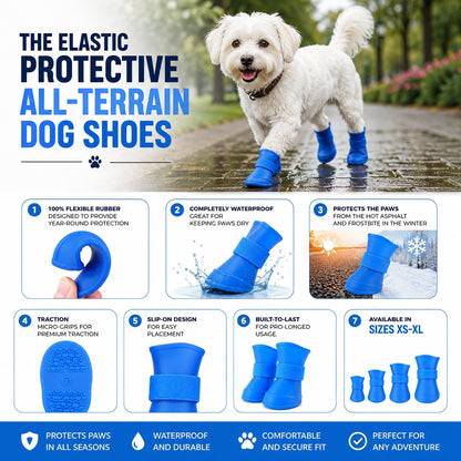 Pet Life ® Elastic Protective Multi-Usage All-Terrain Rubberized Dog Shoes - Set of 4