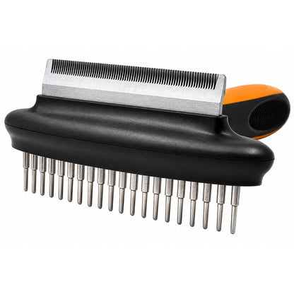 Pet Life ® Flex Series 2-in-1 Dual-Sided Grooming Undercoat Pet Rake and Deshedder