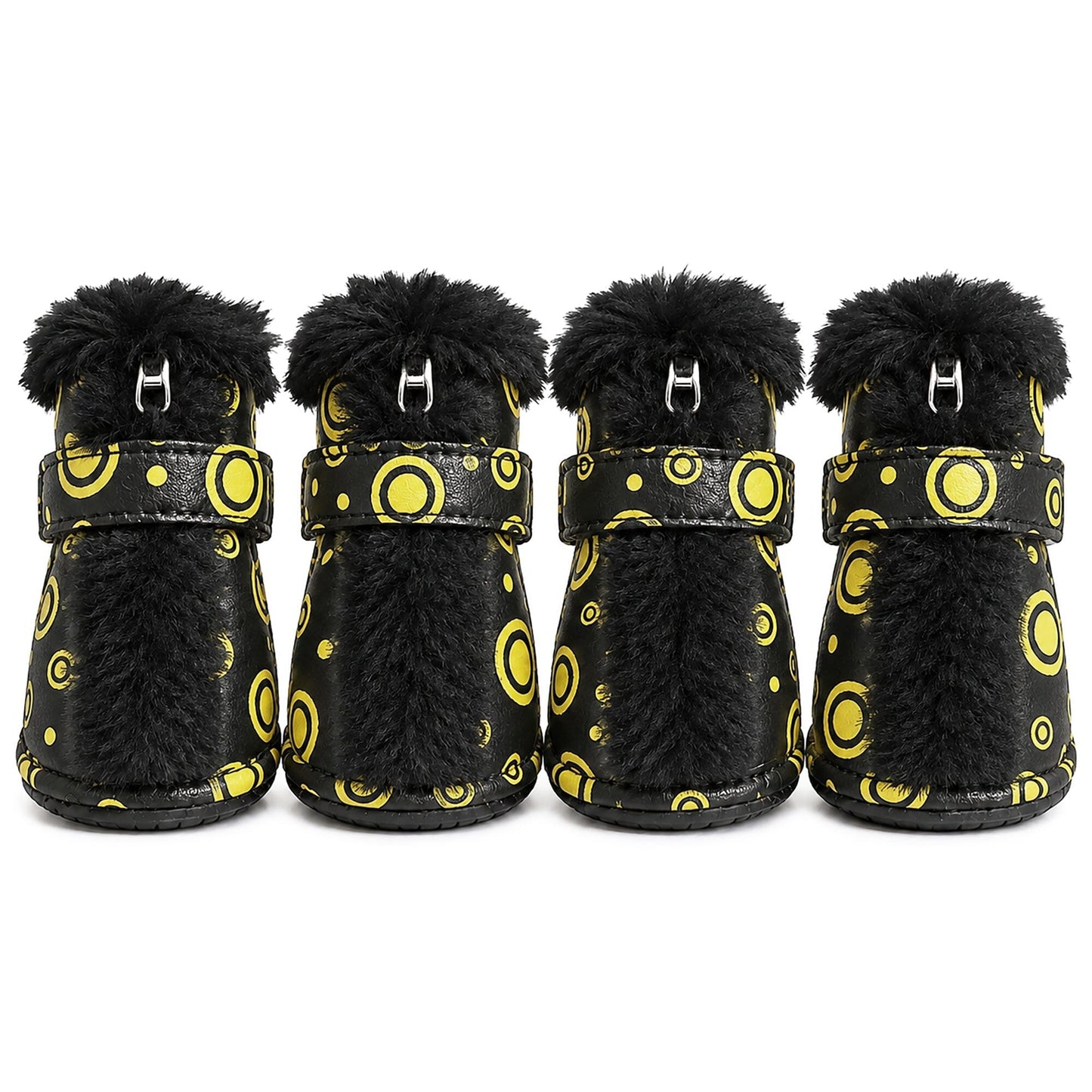 Pet Life ® Fur-Comfort 3M Insulated Fashion Fur and PVC Waterproof Winter Dog Boots - Set of 4