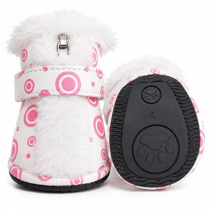 Pet Life ® Fur-Comfort 3M Insulated Fashion Fur and PVC Waterproof Winter Dog Boots - Set of 4