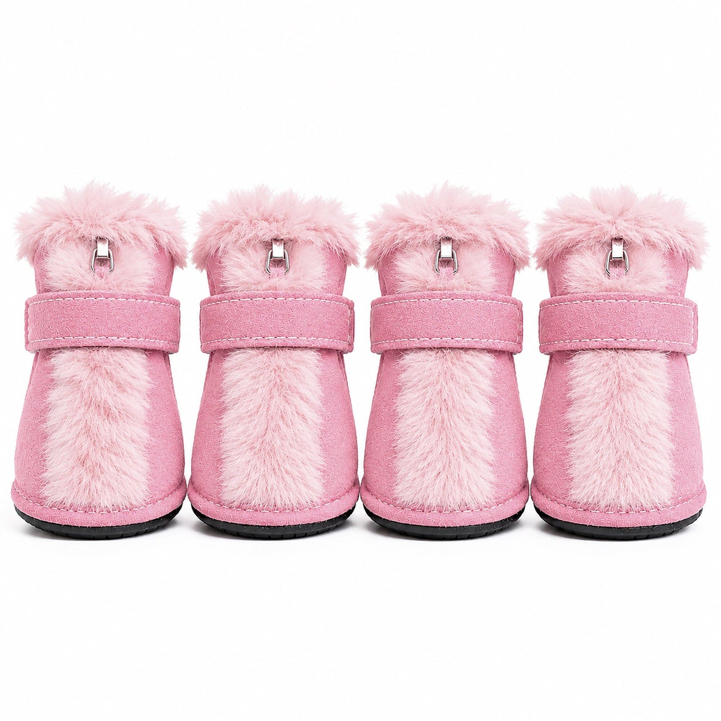 Pet Life ® Fur-Comfort 3M Insulated Fashion Fur and Suede Winter Dog Shoes Boots - Set of 4