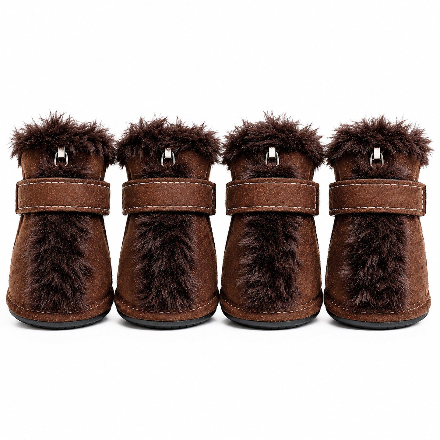 Pet Life ® Fur-Comfort 3M Insulated Fashion Fur and Suede Winter Dog Shoes Boots - Set of 4