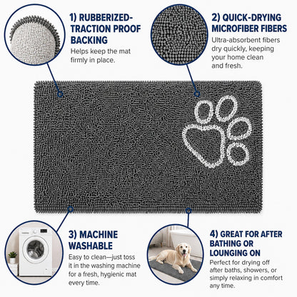 Pet Life ® 'Fuzzy' Quick-Drying Anti-Skid and Machine Washable Dog Mat